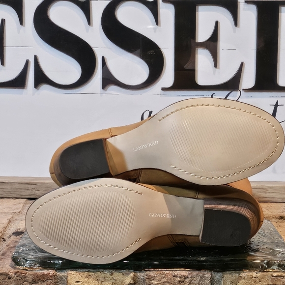 Lands End Womens Mid-Calf Brown Leather Side Zip Boots  #432842  Size 8 - Picture 5 of 10